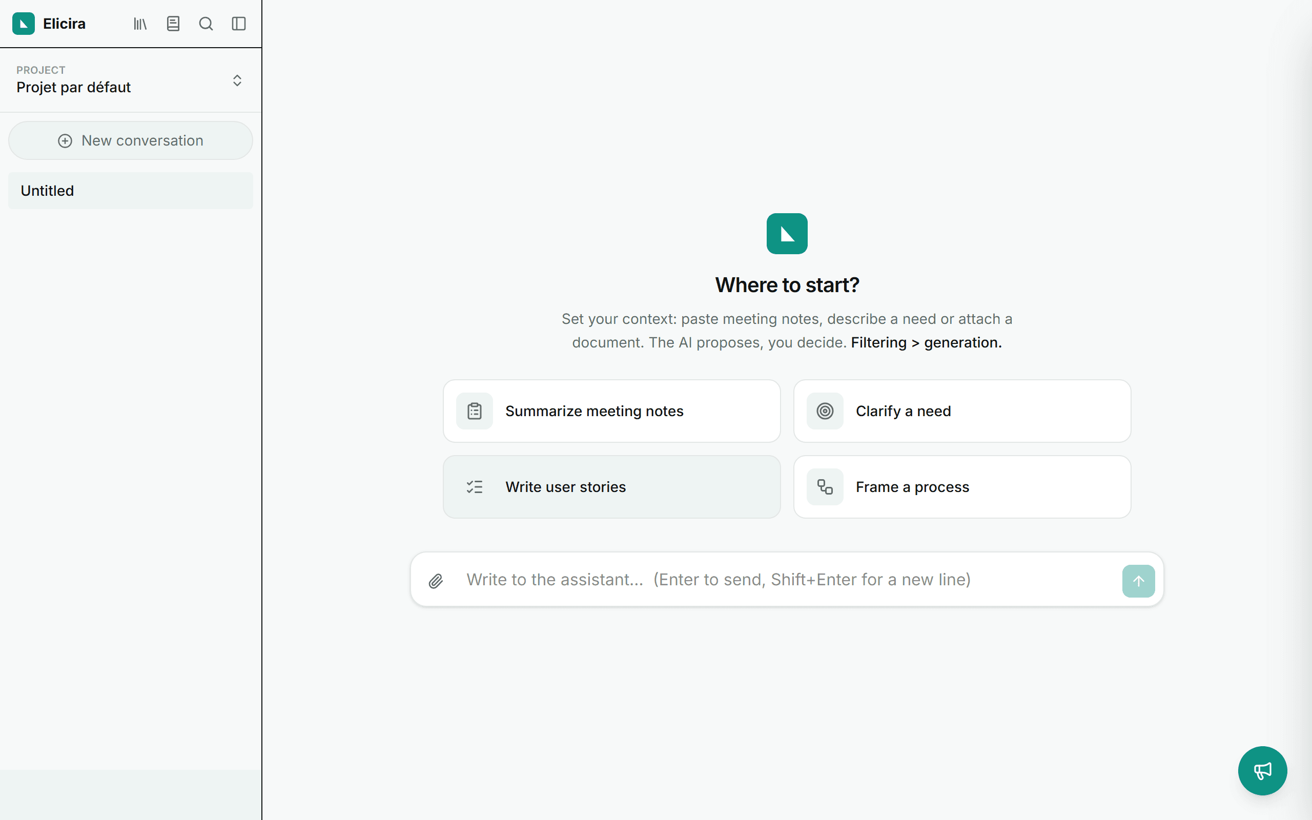 The home screen of a new thread, with its four starters.