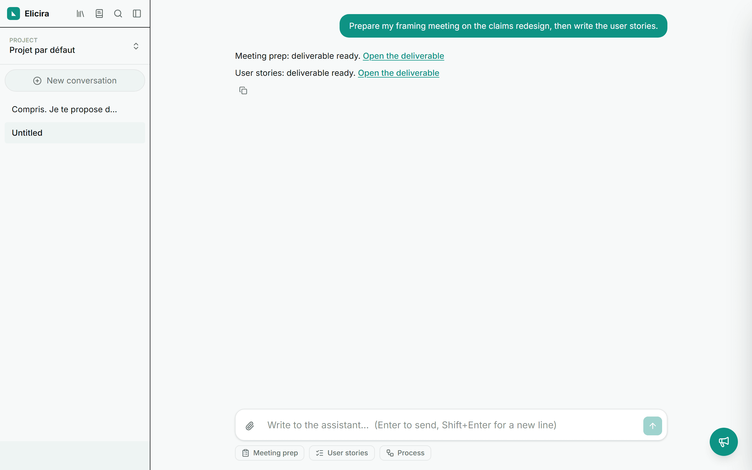 A two-step plan unfolding in the thread, each step followed by its link to the deliverable.