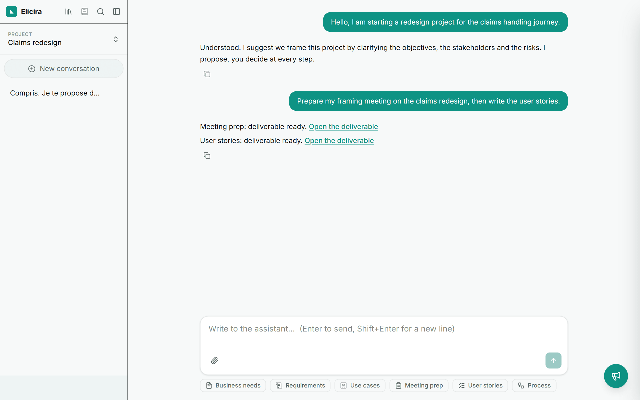 A two-step plan unfolding in the thread, each step followed by its link to the deliverable.
